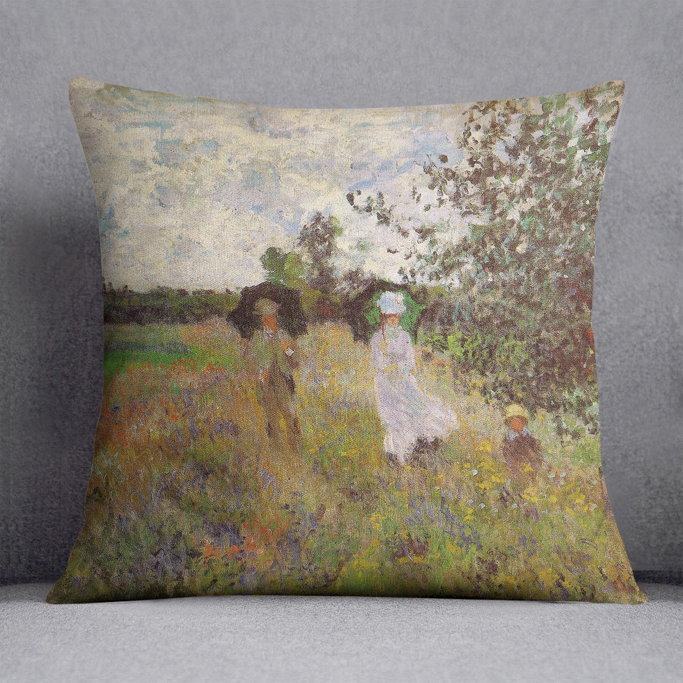 Promenade a Argenteuil 1875 by Monet Throw Pillow