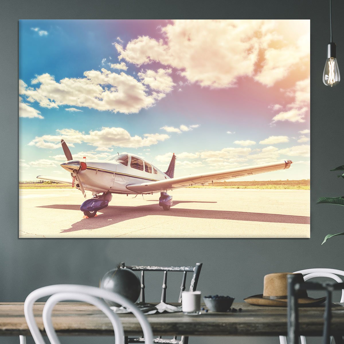 Propeller plane parked Canvas Print or Poster