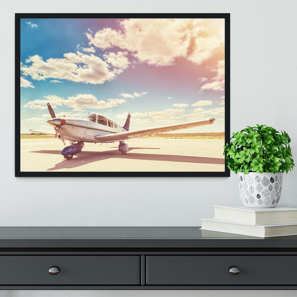 Propeller plane parked Framed Print - Canvas Art Rocks - 2