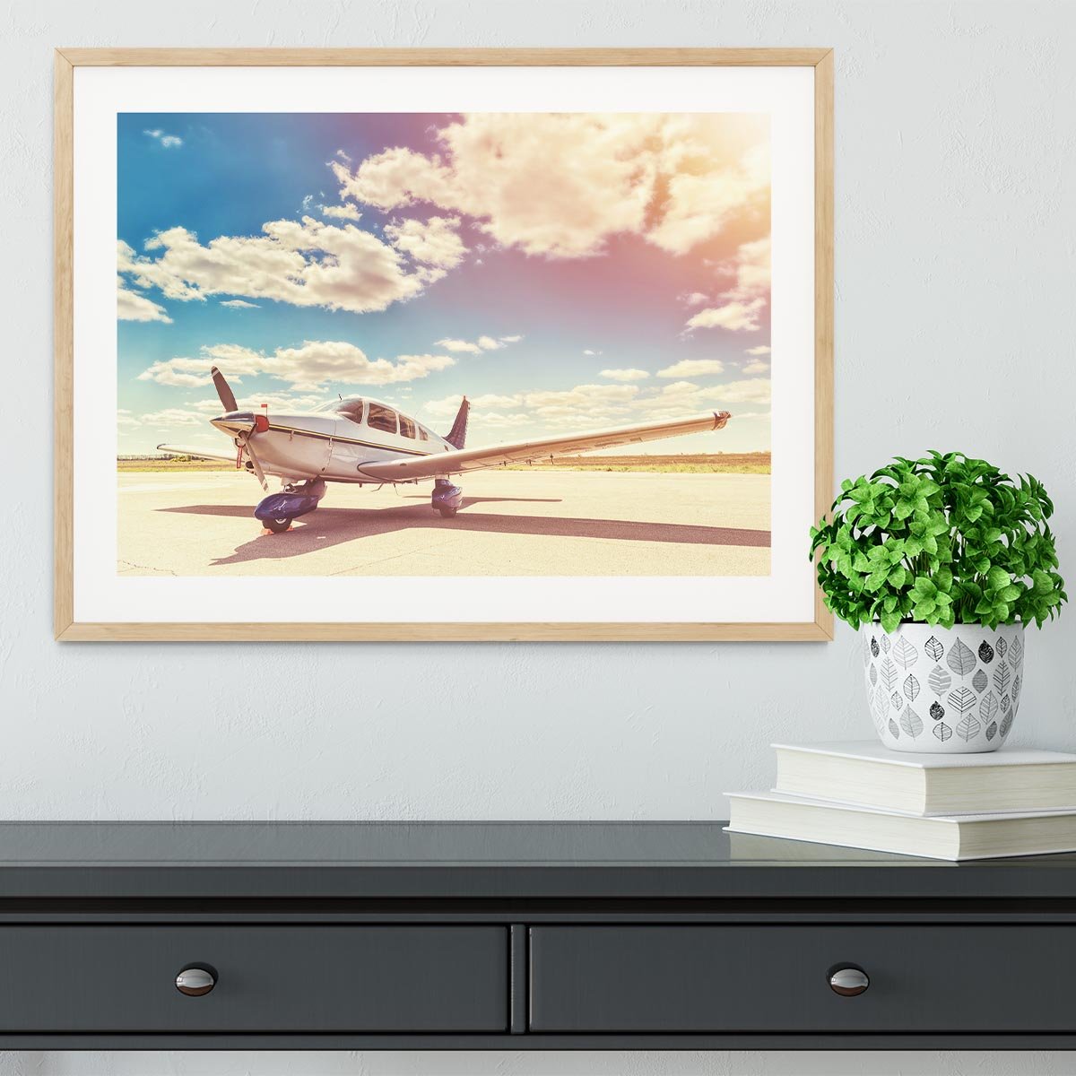 Propeller plane parked Framed Print - Canvas Art Rocks - 3