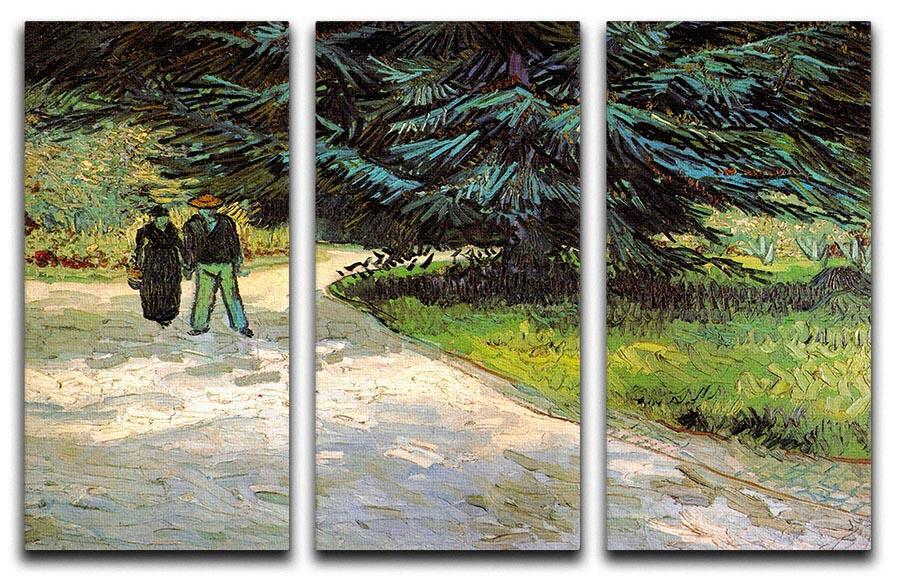 Public Garden with Couple and Blue Fir Tree The Poet s Garden III by Van Gogh 3 Split Panel Canvas Print - Canvas Art Rocks - 4