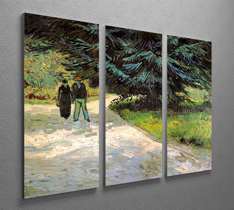 Public Garden with Couple and Blue Fir Tree The Poet s Garden III by Van Gogh 3 Split Panel Canvas Print - Canvas Art Rocks - 4