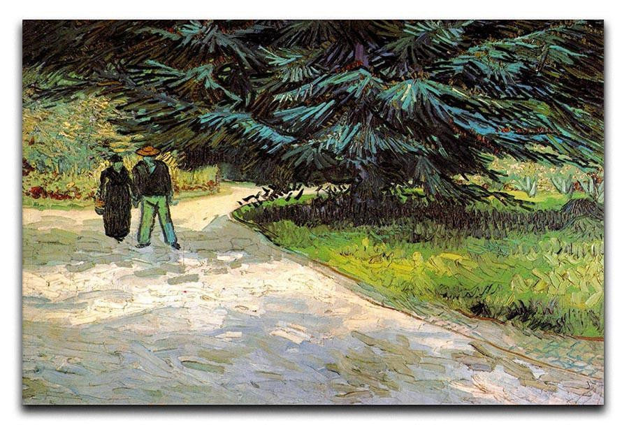 Public Garden with Couple and Blue Fir Tree The Poet s Garden III by Van Gogh Canvas Print & Poster  - Canvas Art Rocks - 1