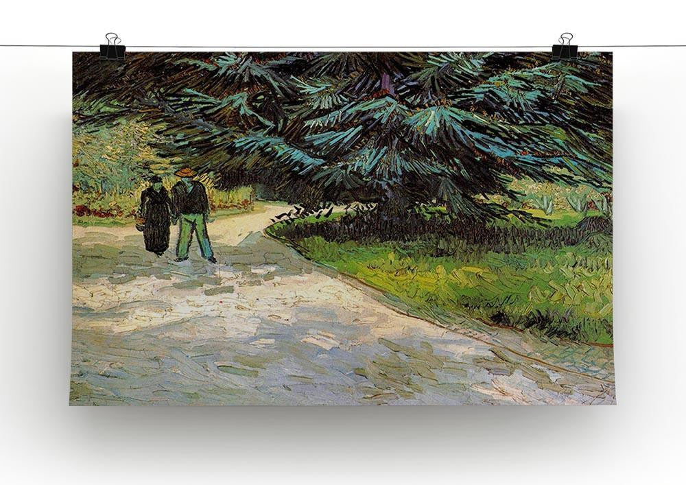 Public Garden with Couple and Blue Fir Tree The Poet s Garden III by Van Gogh Canvas Print & Poster - Canvas Art Rocks - 2