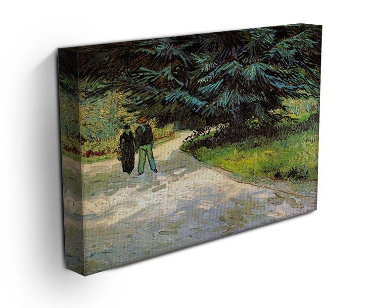 Public Garden with Couple and Blue Fir Tree The Poet s Garden III by Van Gogh Canvas Print & Poster - Canvas Art Rocks - 3