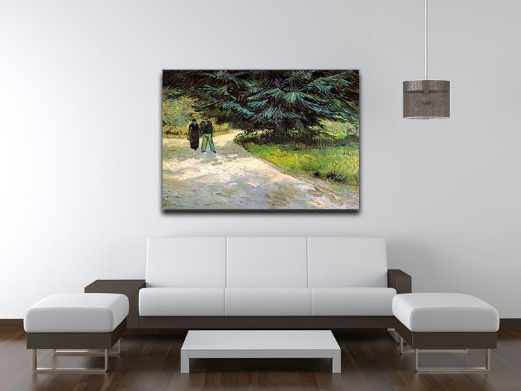 Public Garden with Couple and Blue Fir Tree The Poet s Garden III by Van Gogh Canvas Print & Poster - Canvas Art Rocks - 4