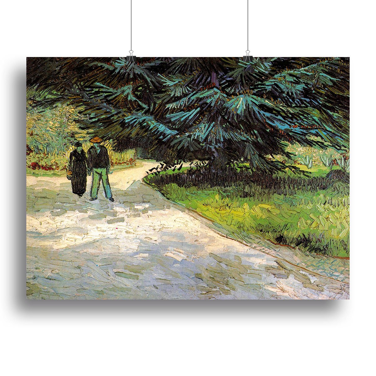 Public Garden with Couple and Blue Fir Tree The Poet s Garden III by Van Gogh Canvas Print or Poster