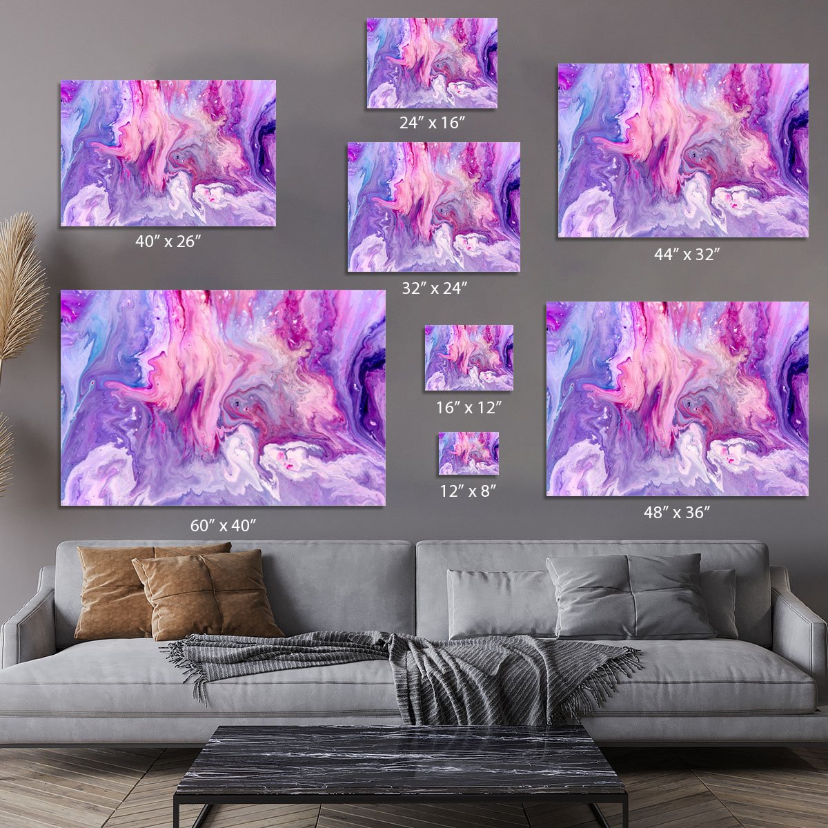 Purple Abstract Marble Canvas Print or Poster