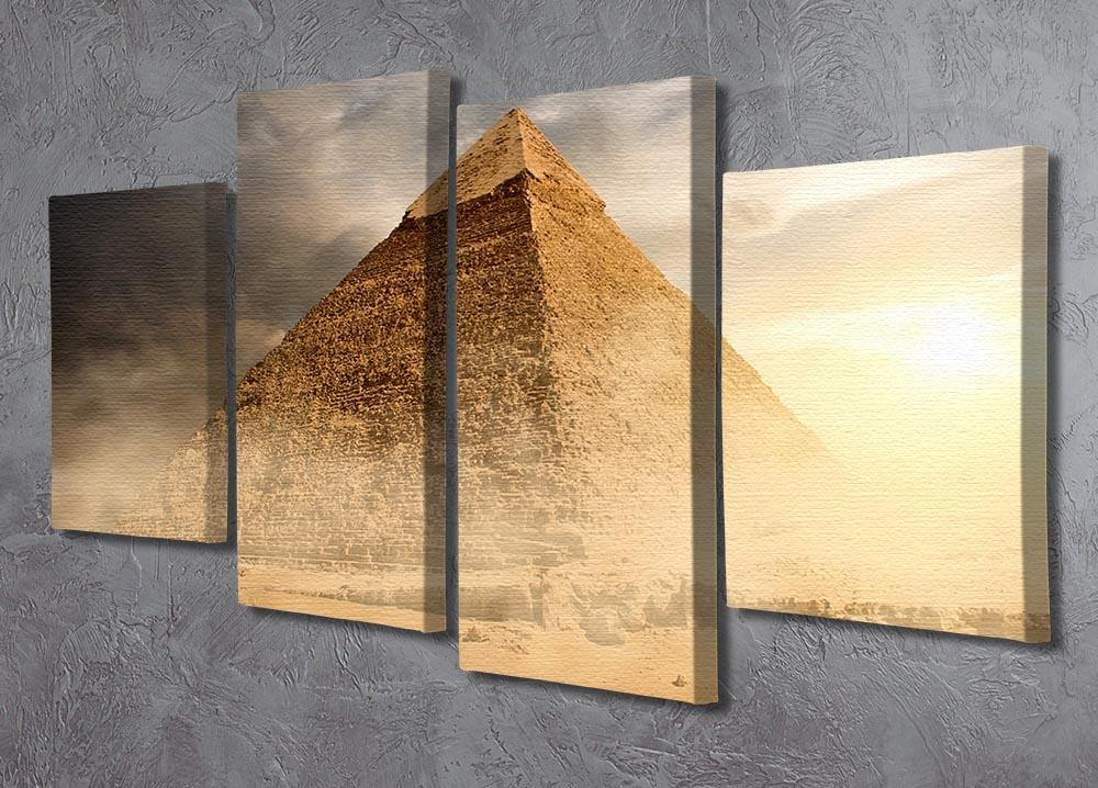 Pyramid in sand dust under clouds 4 Split Panel Canvas  - Canvas Art Rocks - 2