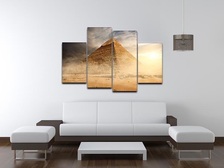 Pyramid in sand dust under clouds 4 Split Panel Canvas  - Canvas Art Rocks - 3