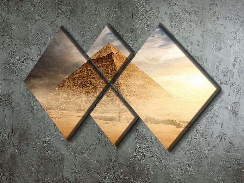 Pyramid in sand dust under clouds 4 Square Multi Panel Canvas  - Canvas Art Rocks - 2