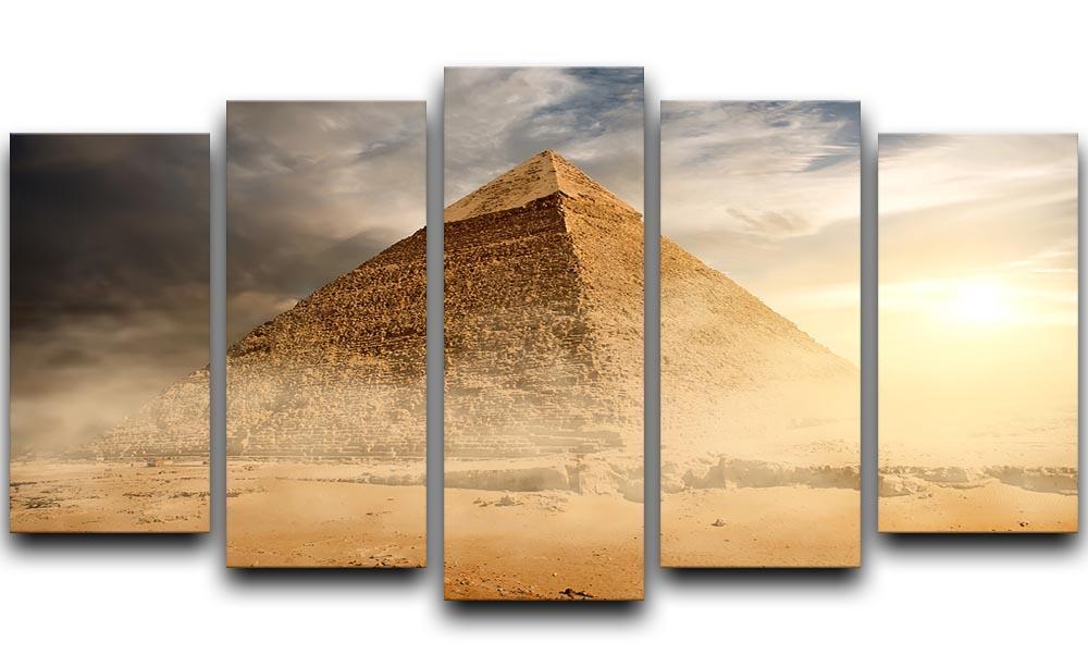 Pyramid in sand dust under clouds 5 Split Panel Canvas  - Canvas Art Rocks - 1