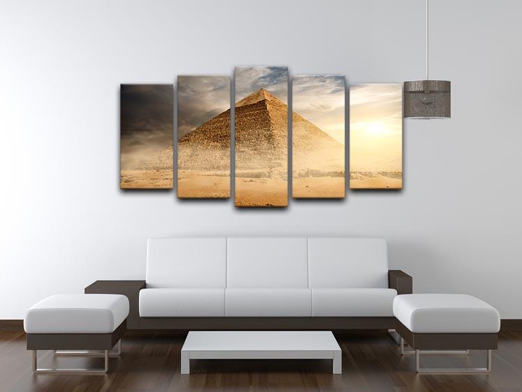 Pyramid in sand dust under clouds 5 Split Panel Canvas  - Canvas Art Rocks - 3