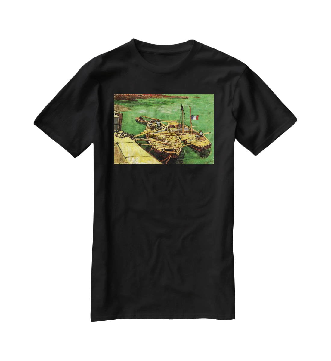 Quay with Men Unloading Sand Barges by Van Gogh T-Shirt - Canvas Art Rocks - 1