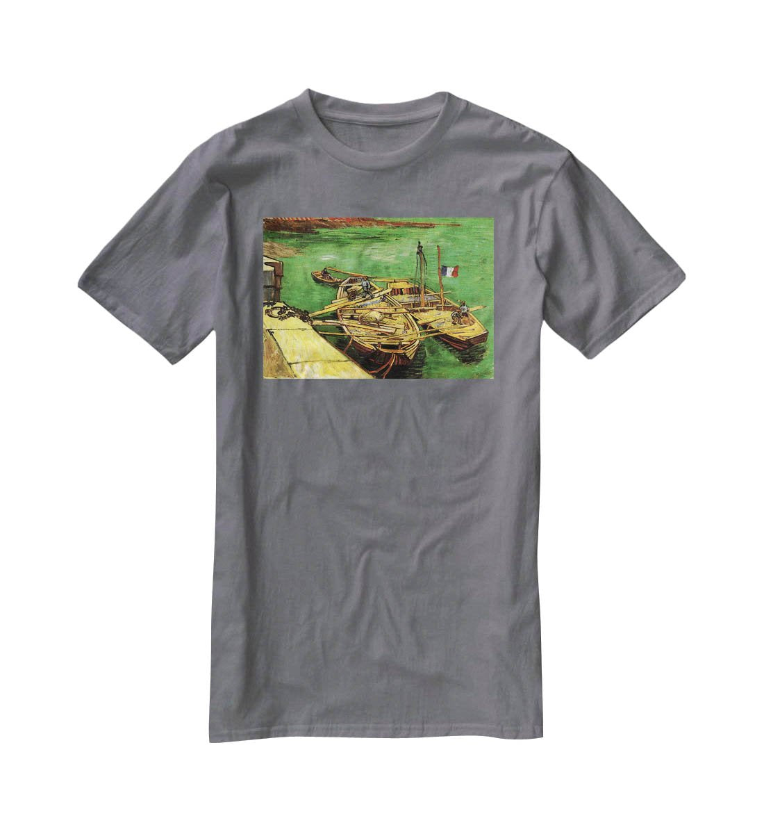Quay with Men Unloading Sand Barges by Van Gogh T-Shirt - Canvas Art Rocks - 3