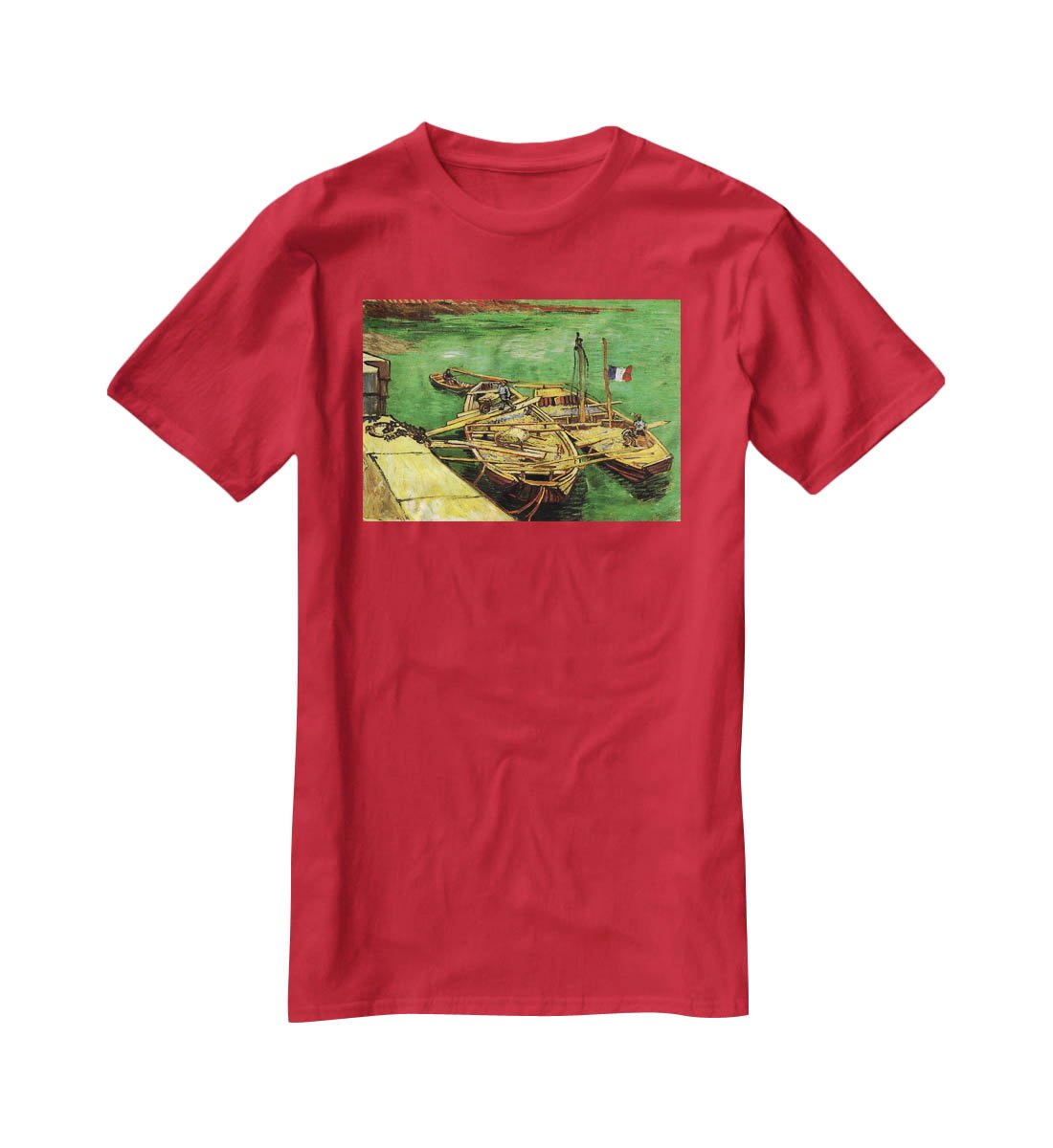 Quay with Men Unloading Sand Barges by Van Gogh T-Shirt - Canvas Art Rocks - 4