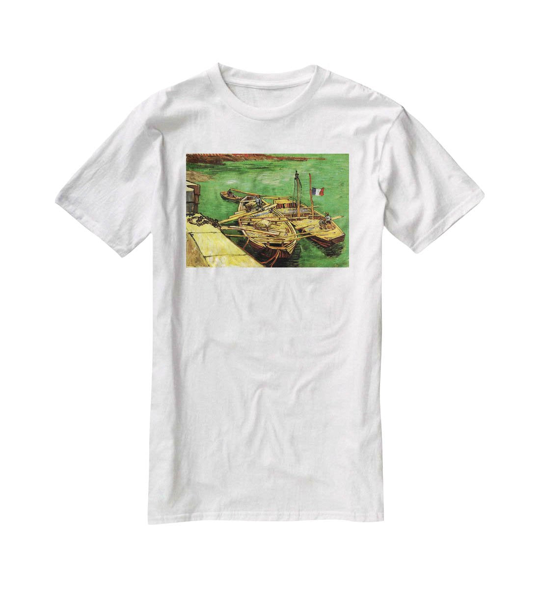 Quay with Men Unloading Sand Barges by Van Gogh T-Shirt - Canvas Art Rocks - 5