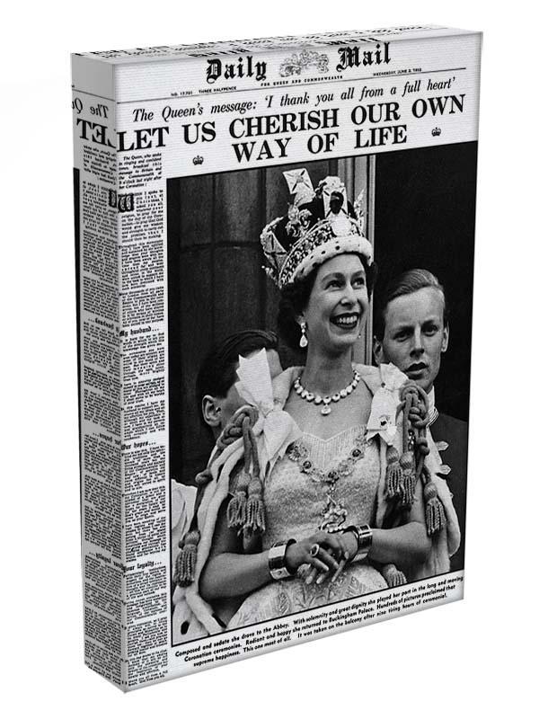 Queen Elizabeth II Coronation Daily Mail front page 3 June 1953 Canvas Print or Poster - Canvas Art Rocks - 3