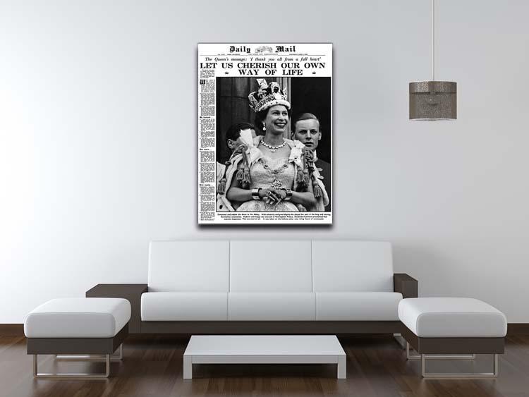 Queen Elizabeth II Coronation Daily Mail front page 3 June 1953 Canvas Print or Poster - Canvas Art Rocks - 4