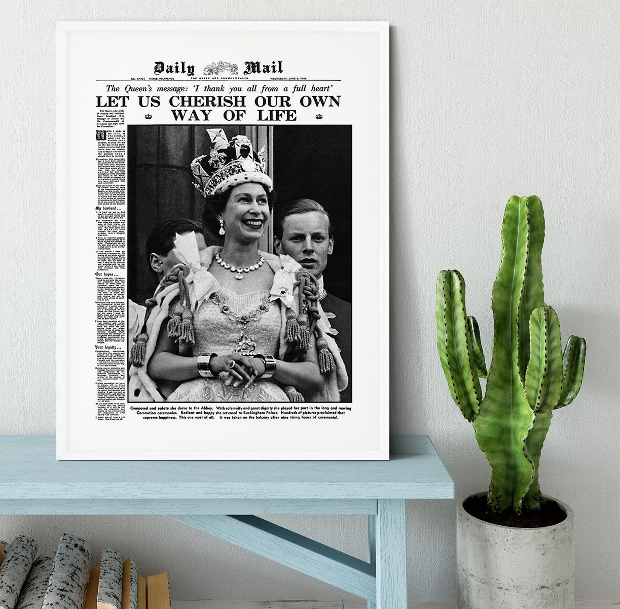 Queen Elizabeth II Coronation Daily Mail front page 3 June 1953 Framed Print - Canvas Art Rocks - 5