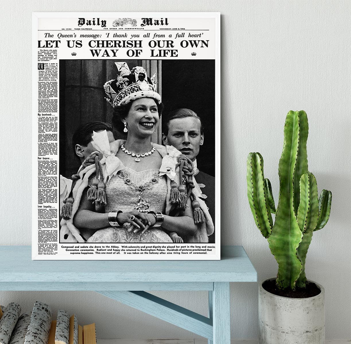 Queen Elizabeth II Coronation Daily Mail front page 3 June 1953 Framed Print - Canvas Art Rocks -6