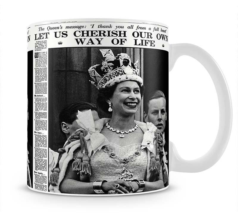 Queen Elizabeth II Coronation Daily Mail front page 3 June 1953 Mug - Canvas Art Rocks - 1