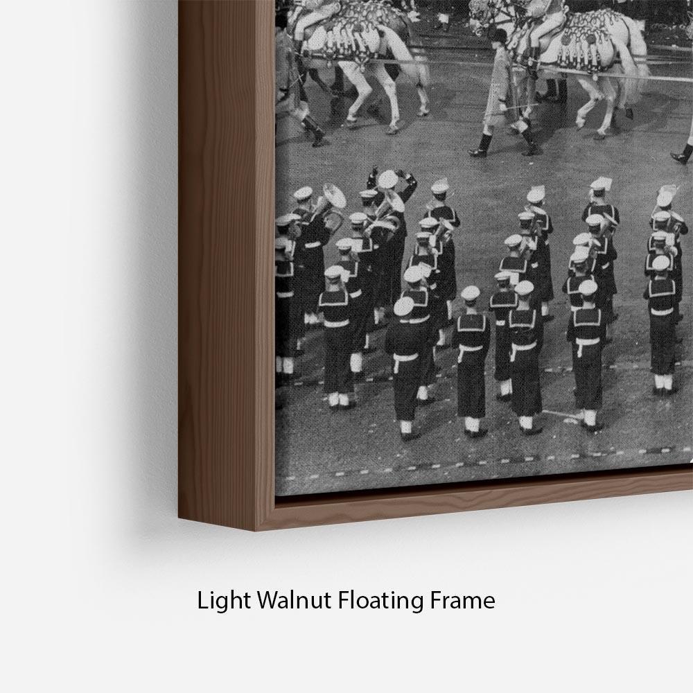 Queen Elizabeth II Coronation coach in Trafalgar Square Floating Frame Canvas
