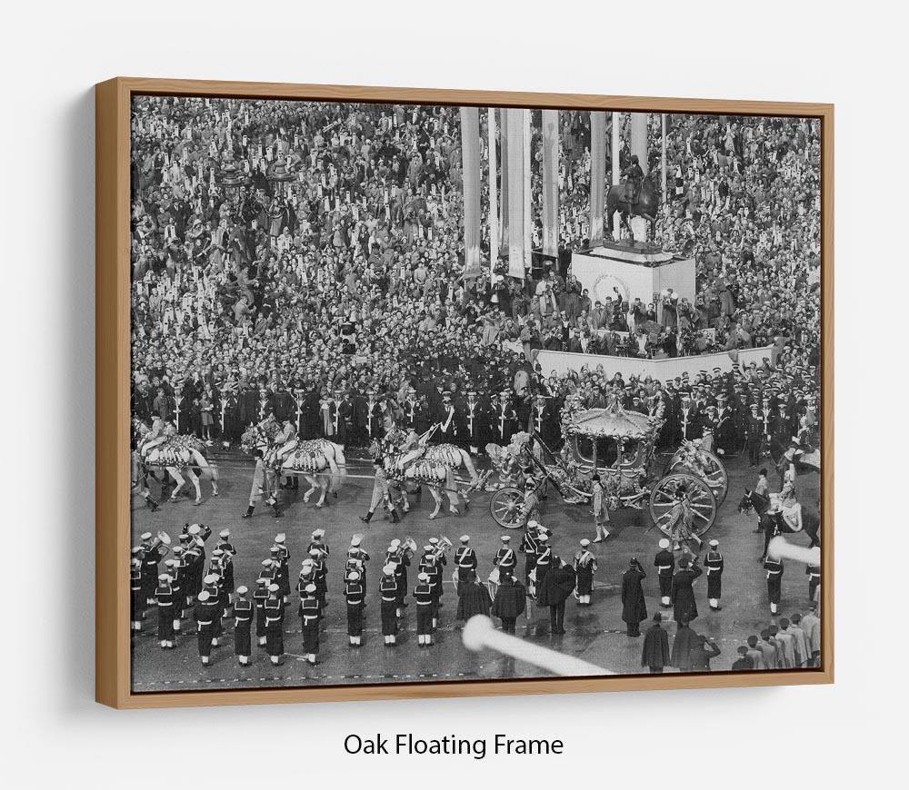 Queen Elizabeth II Coronation coach in Trafalgar Square Floating Frame Canvas