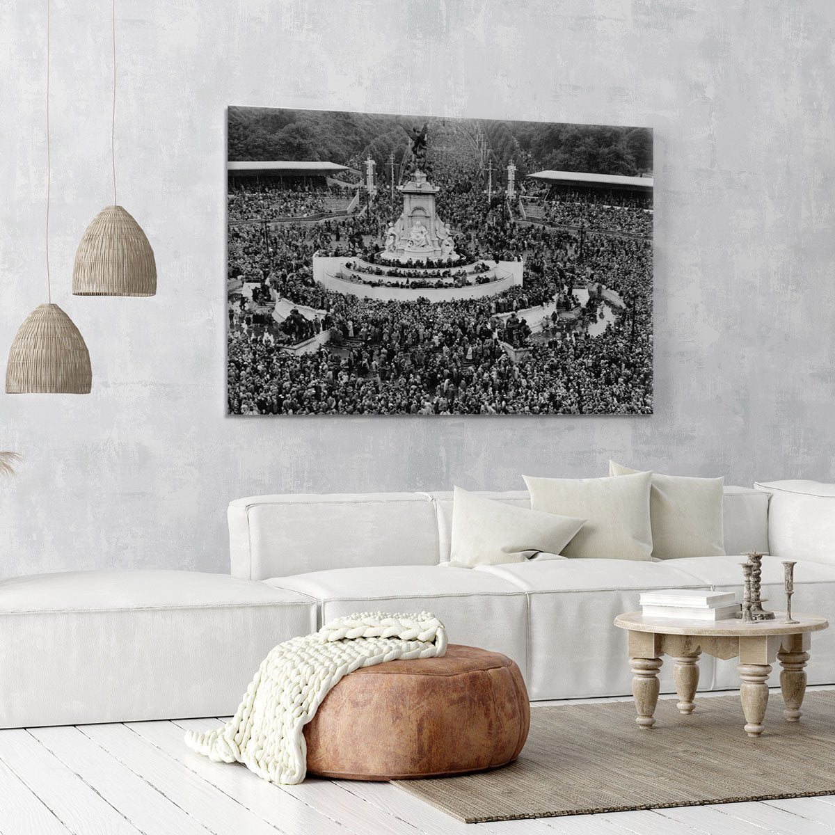 Queen Elizabeth II Coronation crowds at Buckingham Palace Canvas Print or Poster