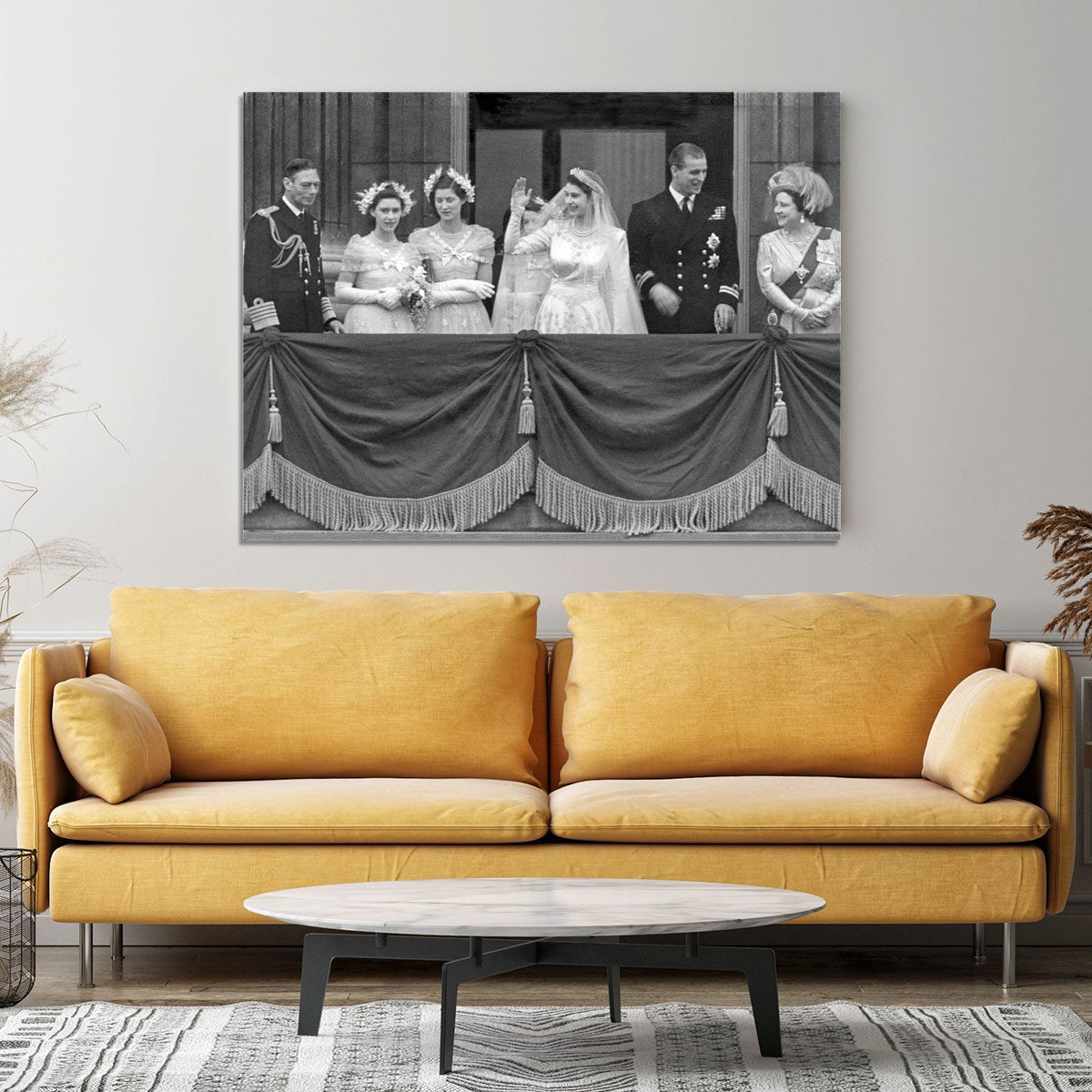 Queen Elizabeth II Wedding family group on balcony Canvas Print or Poster