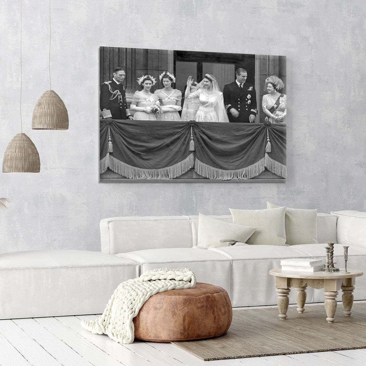 Queen Elizabeth II Wedding family group on balcony Canvas Print or Poster