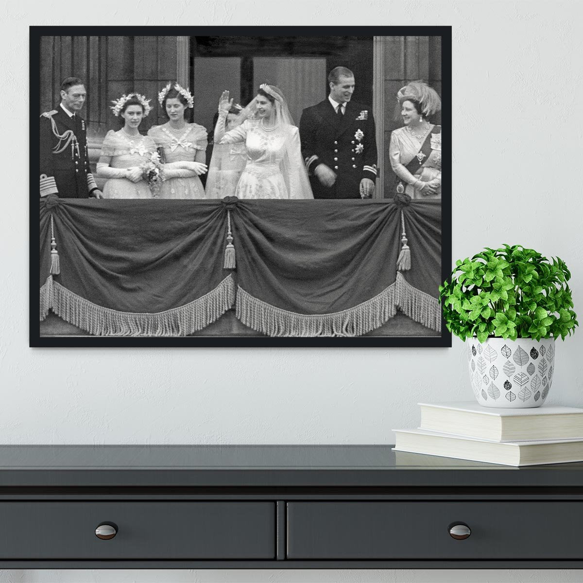 Queen Elizabeth II Wedding family group on balcony Framed Print - Canvas Art Rocks - 2