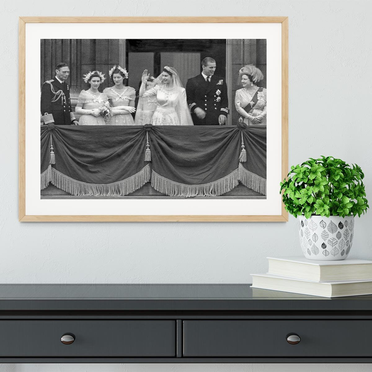 Queen Elizabeth II Wedding family group on balcony Framed Print - Canvas Art Rocks - 3
