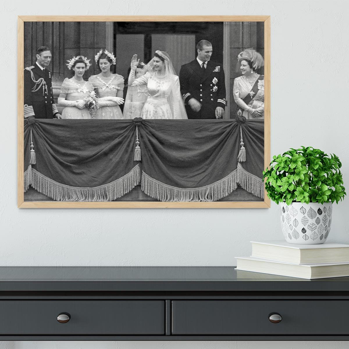 Queen Elizabeth II Wedding family group on balcony Framed Print - Canvas Art Rocks - 4