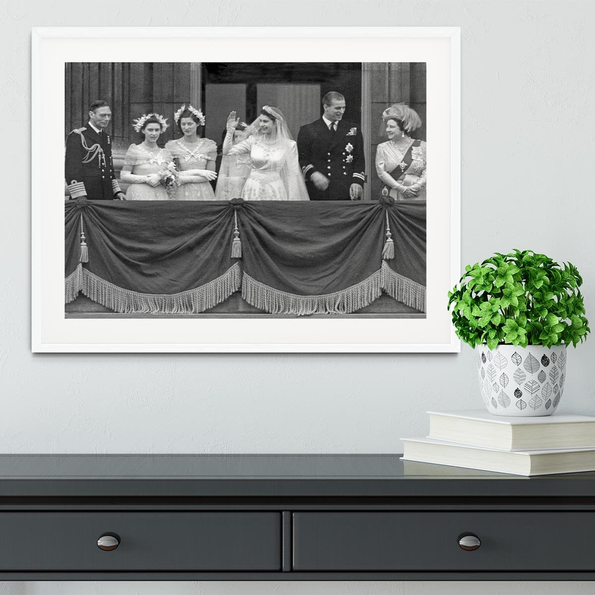 Queen Elizabeth II Wedding family group on balcony Framed Print - Canvas Art Rocks - 5
