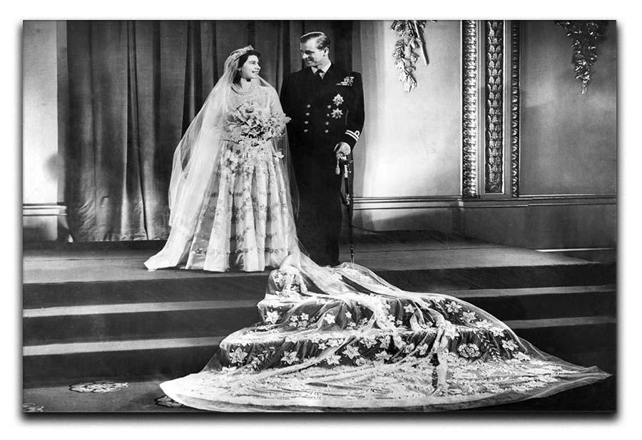 Queen Elizabeth II Wedding portrait of the couple at the palace Canvas Print or Poster  - Canvas Art Rocks - 1