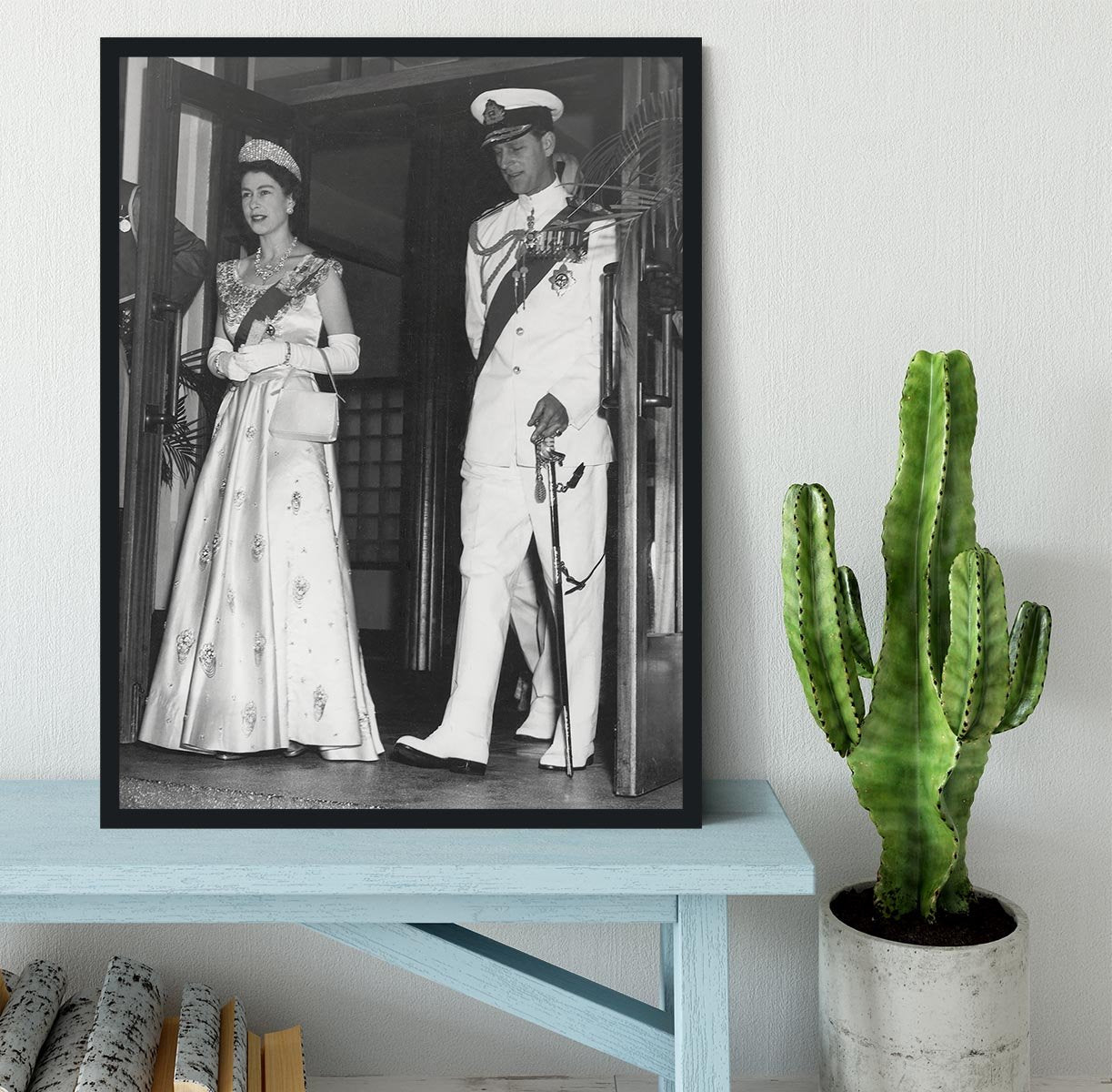 Queen Elizabeth II and Prince Philip during a tour of Nigeria Framed Print - Canvas Art Rocks - 2