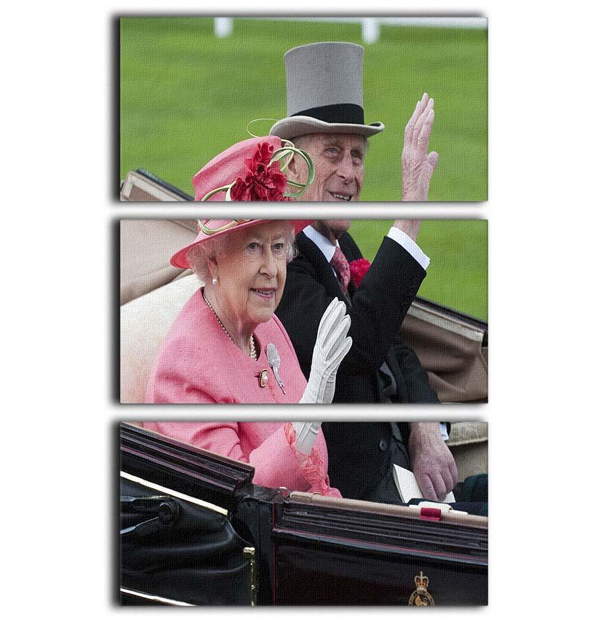 Queen Elizabeth II and Prince Philip in their carriage at Ascot 3 Split Panel Canvas Print - Canvas Art Rocks - 1