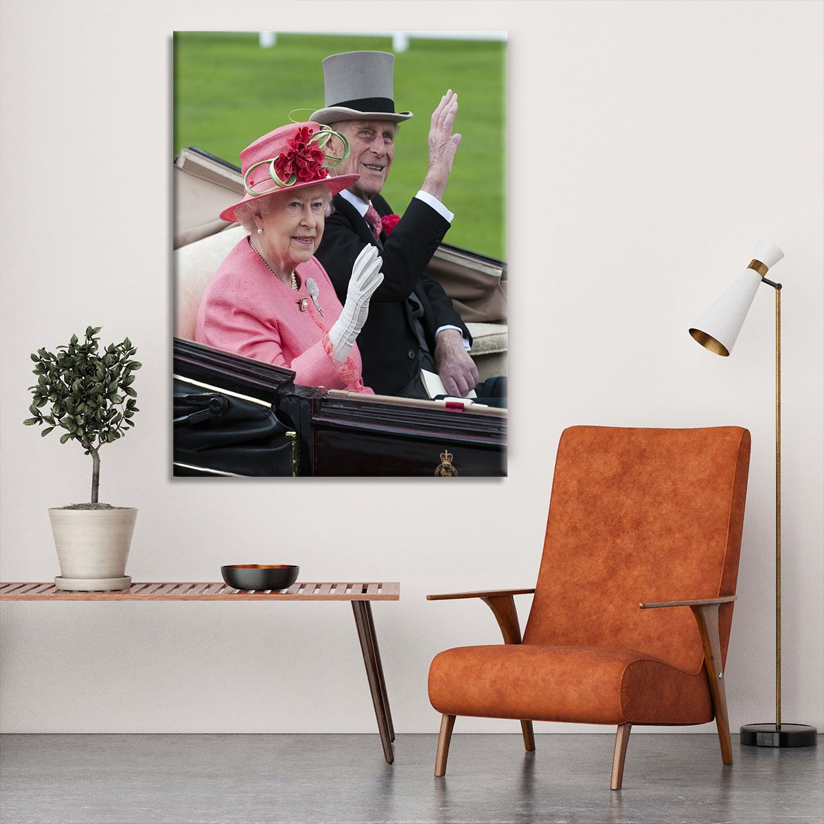 Queen Elizabeth II and Prince Philip in their carriage at Ascot Canvas Print or Poster