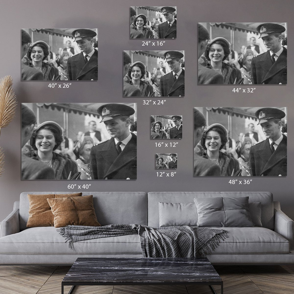 Queen Elizabeth II and Prince Philip touring as young couple Canvas Print or Poster