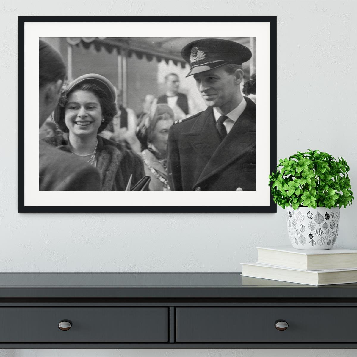 Queen Elizabeth II and Prince Philip touring as young couple Framed Print - Canvas Art Rocks - 1