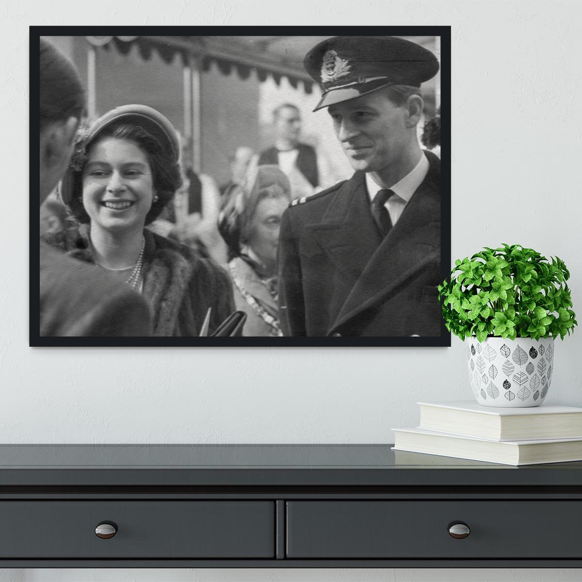 Queen Elizabeth II and Prince Philip touring as young couple Framed Print - Canvas Art Rocks - 2