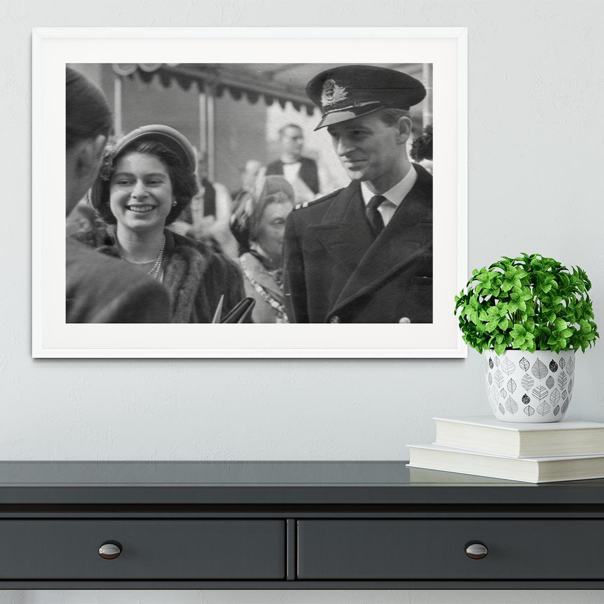 Queen Elizabeth II and Prince Philip touring as young couple Framed Print - Canvas Art Rocks - 5