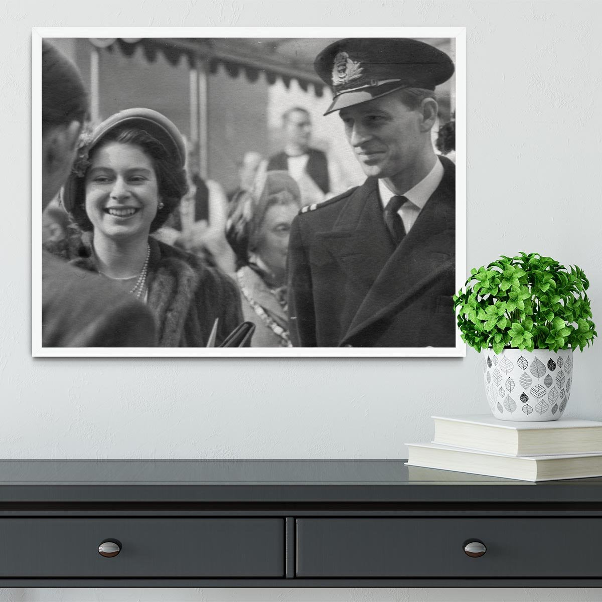 Queen Elizabeth II and Prince Philip touring as young couple Framed Print - Canvas Art Rocks -6