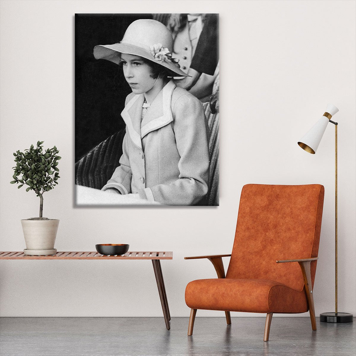 Queen Elizabeth II as a child seated in a hat Canvas Print or Poster