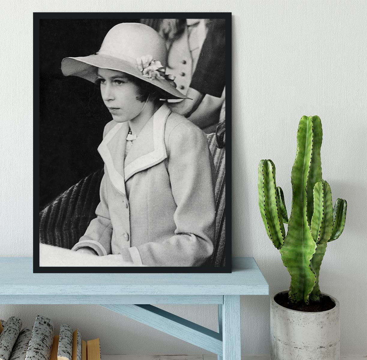 Queen Elizabeth II as a child seated in a hat Framed Print - Canvas Art Rocks - 2