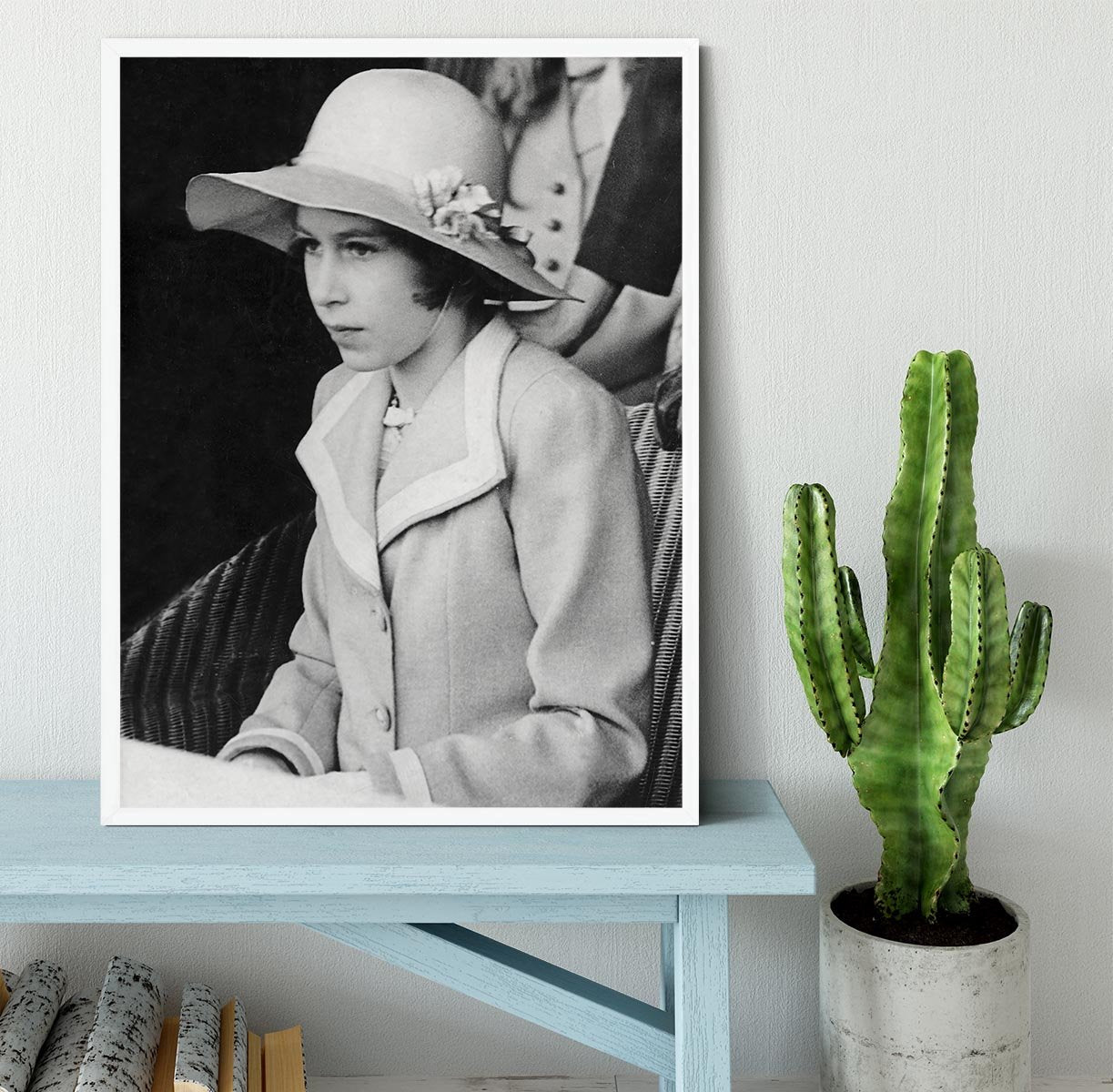 Queen Elizabeth II as a child seated in a hat Framed Print - Canvas Art Rocks -6