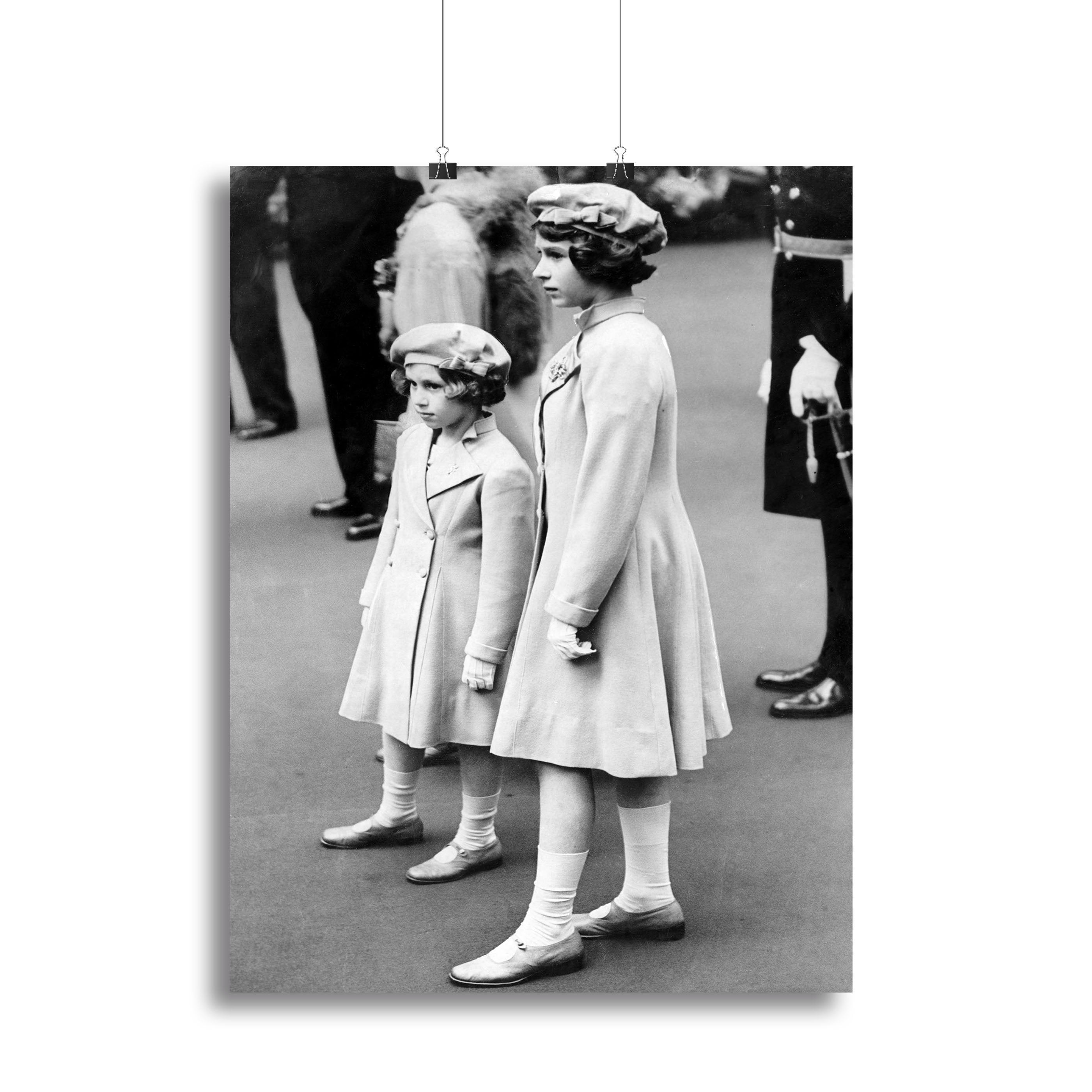 Queen Elizabeth II as a child with her sister in matched outfits Canvas Print or Poster