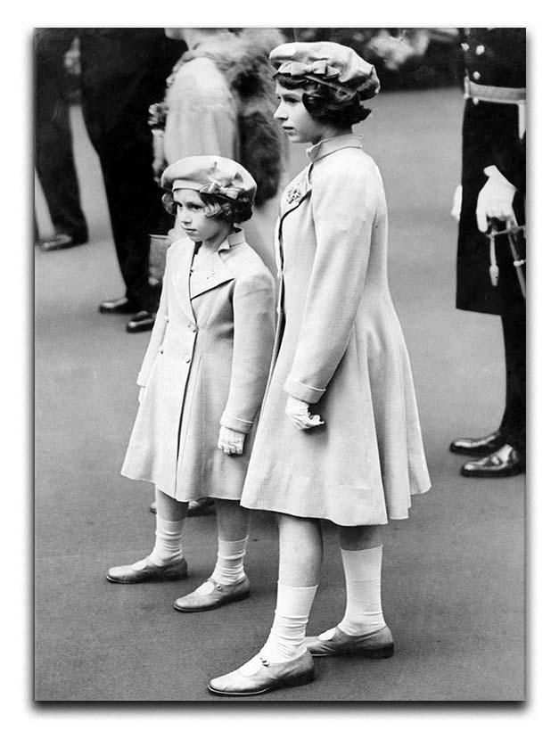 Queen Elizabeth II as a child with her sister in matched outfits Canvas Print or Poster  - Canvas Art Rocks - 1