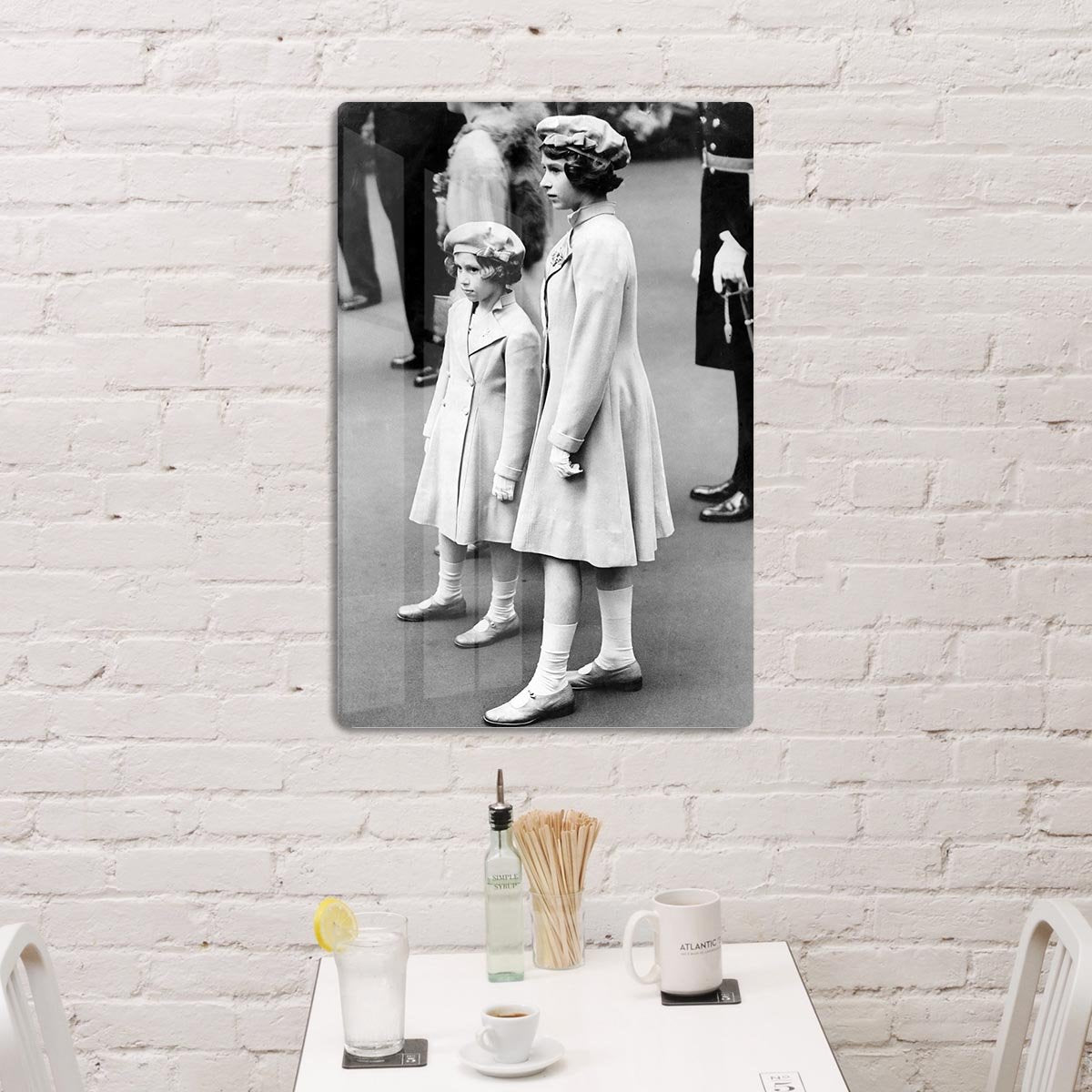Queen Elizabeth II as a child with her sister in matched outfits HD Metal Print